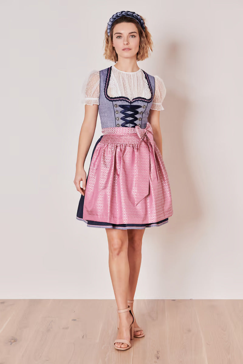 Kruger Mini Dirndl 2pcs. 50cm "Skylar" blue