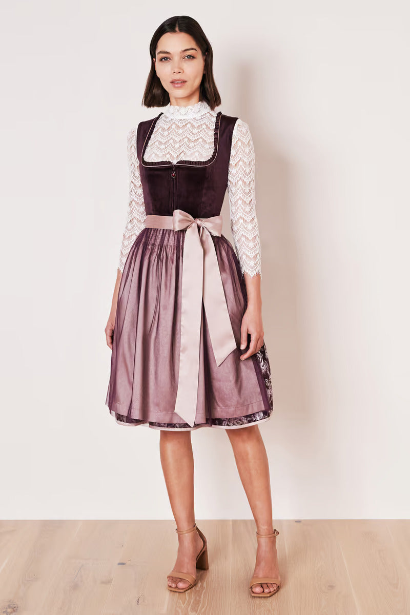 Kruger Midi Dirndl 2pcs. 60cm "Joelina" berry