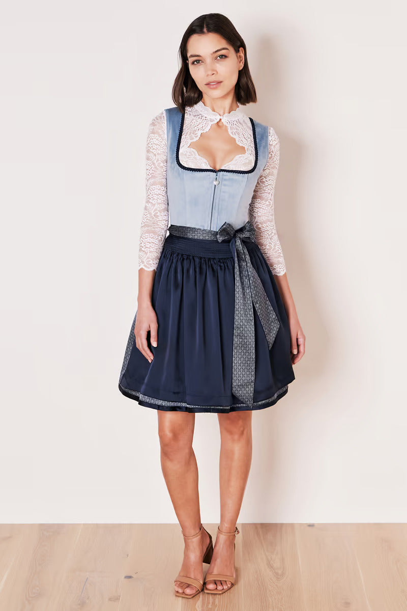 Kruger Mini Dirndl 2pcs. 50cm "Dena" blue (34,36,40,44)