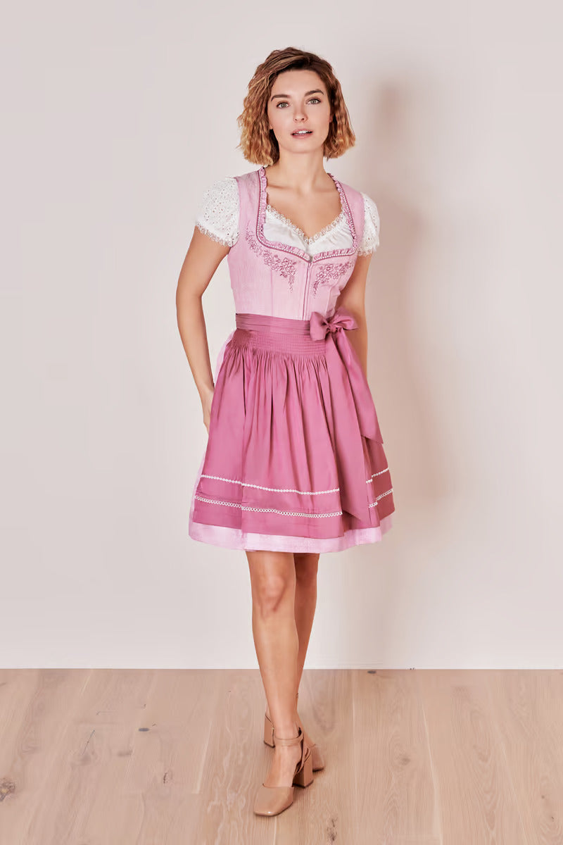 Oktoberfest Mini Dirndl 2pcs. 50cm "Ramina" pink (sizes 34,36,38)