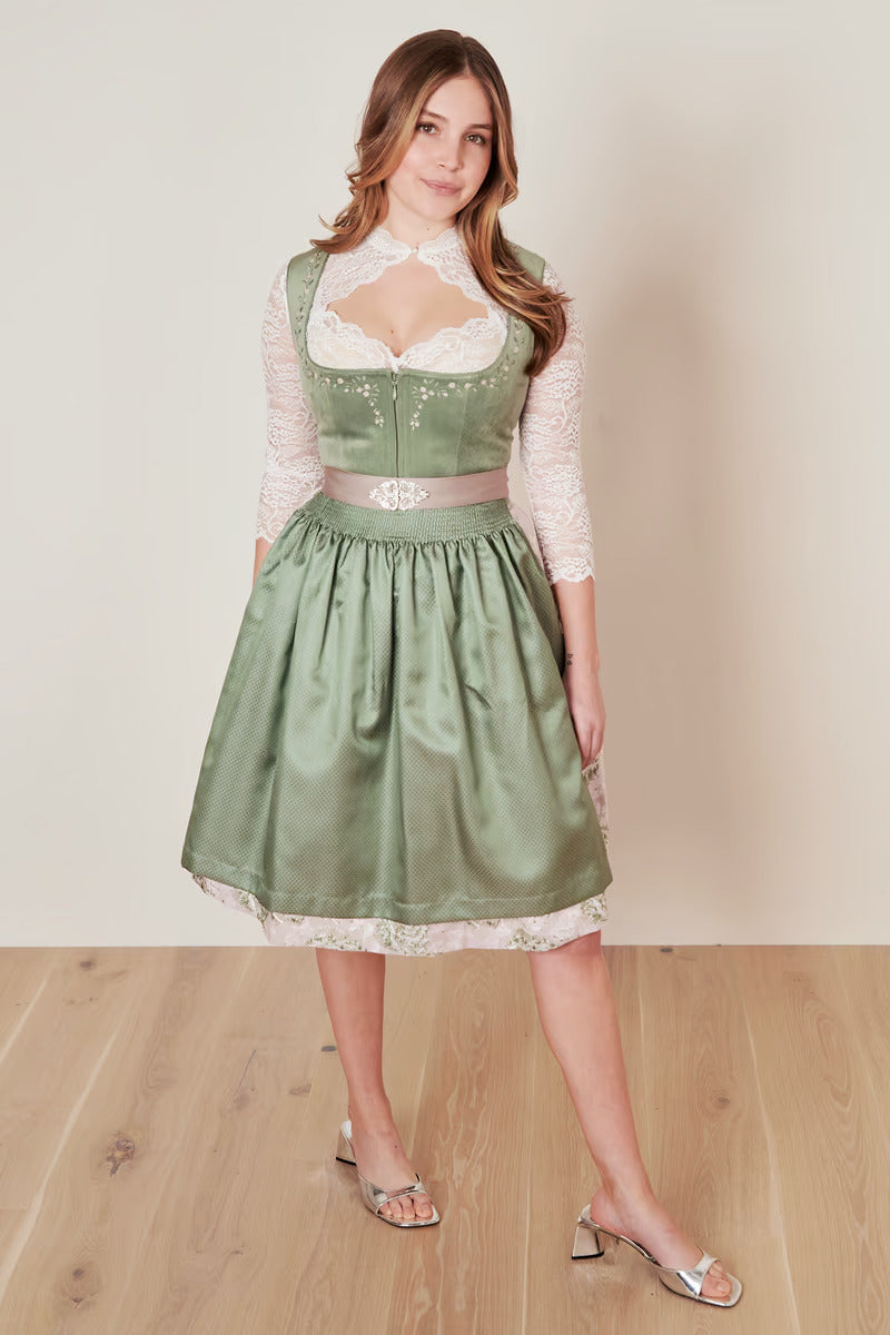 Kruger Midi Dirndl 2pcs. 60cm "Neelia" green