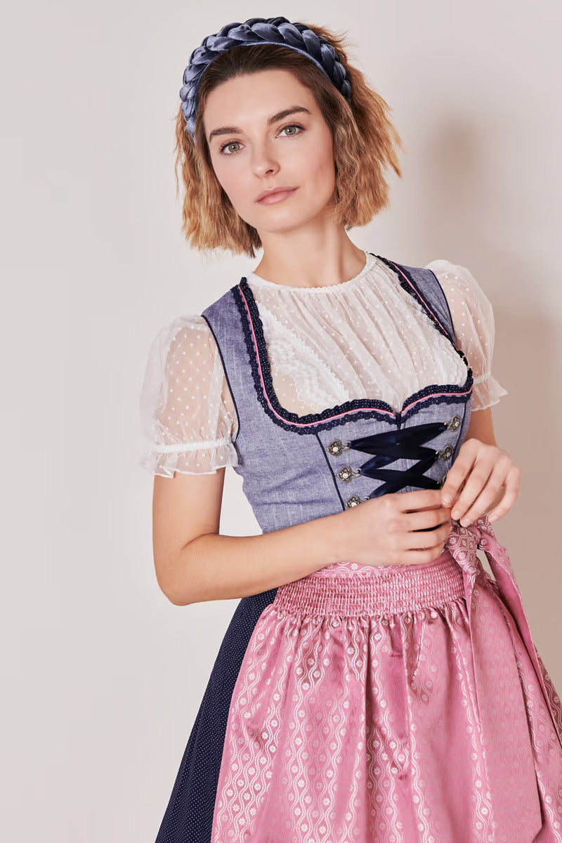 Kruger Mini Dirndl 2pcs. 50cm "Skylar" blue