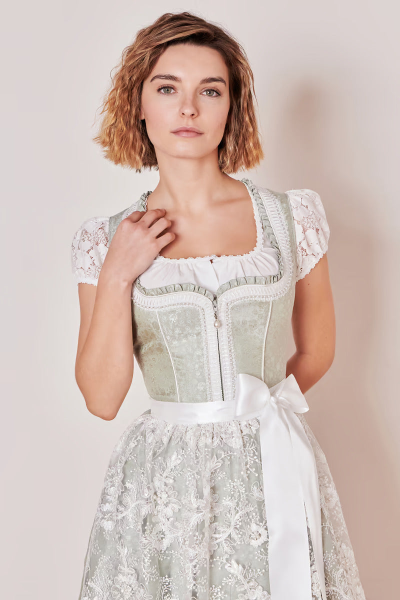 Oktoberfest Mini Dirndl 2pcs. 50cm "Zephyra" green (sizes 36,38,40)