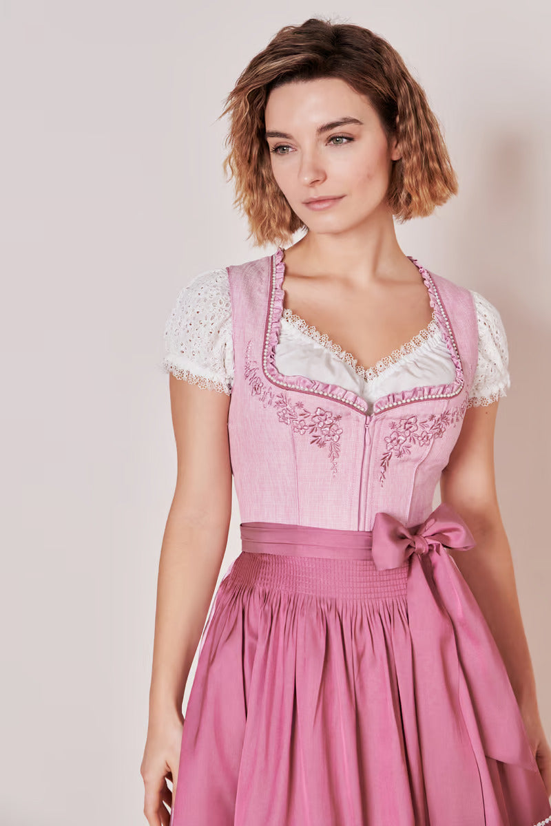 Oktoberfest Mini Dirndl 2pcs. 50cm "Ramina" pink (sizes 34,36,38)