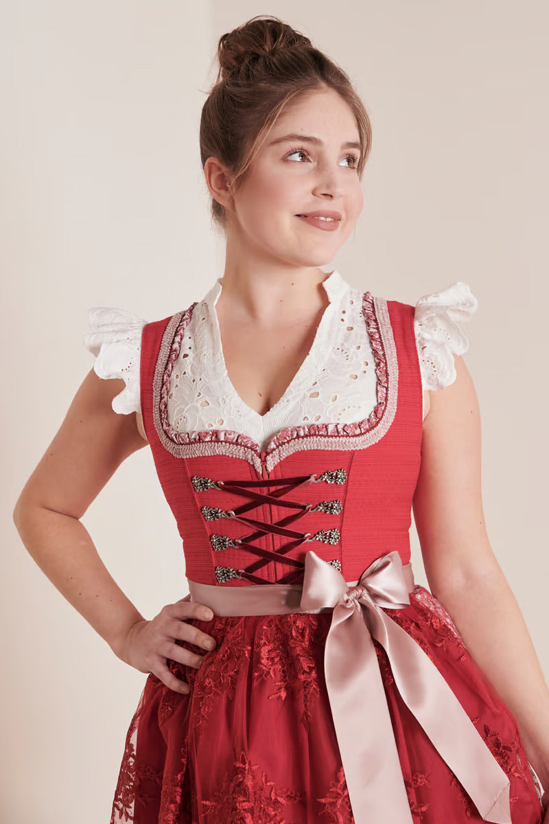 Kruger Midi Dirndl 2pcs. 60cm "Nakita" red