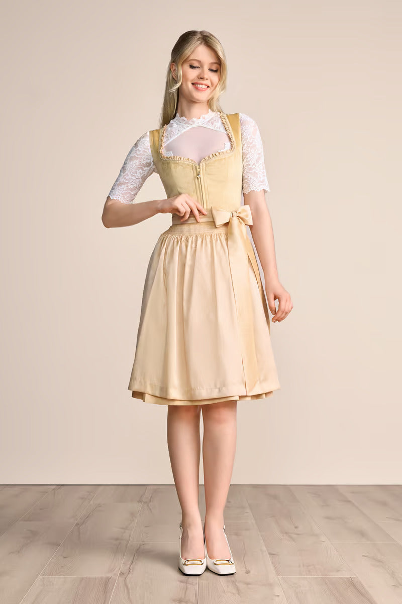 Kruger Midi Dirndl 2pcs. 60cm "Annina" yellow (40)