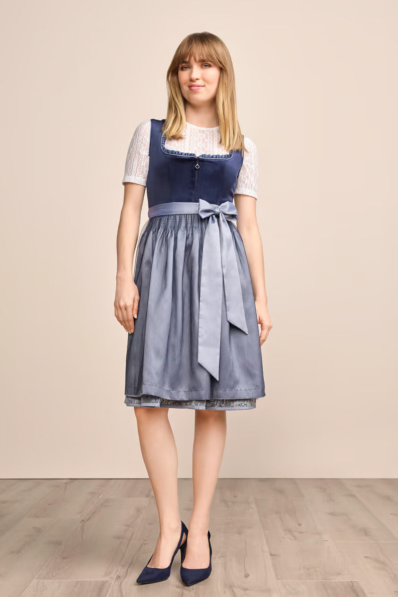 Kruger Midi Dirndl 2pcs. 60cm "Joelina" blue (38)