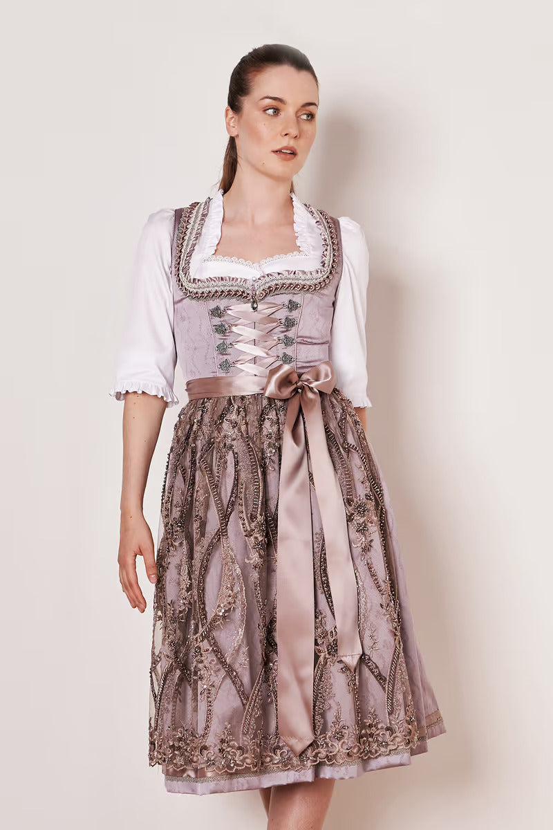 Kruger Long Dirndl 2pcs. 70cm "Catharine" violet (38)