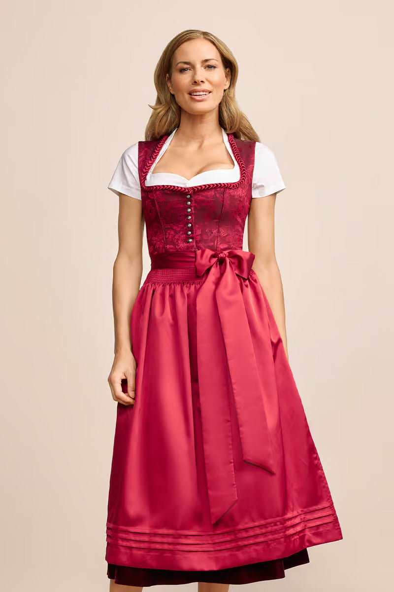 Kruger Long Dirndl 2pcs. 80cm "Tabitha" red