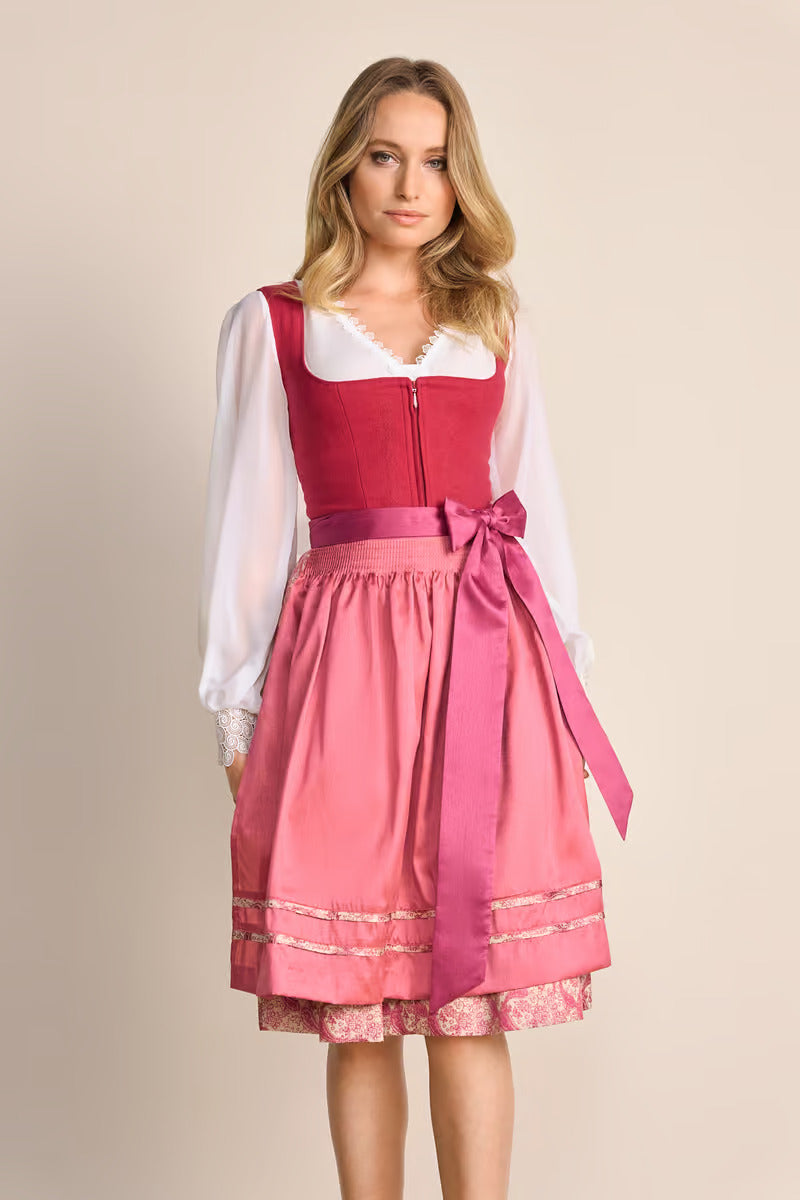 Kruger Midi Dirndl 2pcs. 60cm "Flaminia" berry (36,40,42)