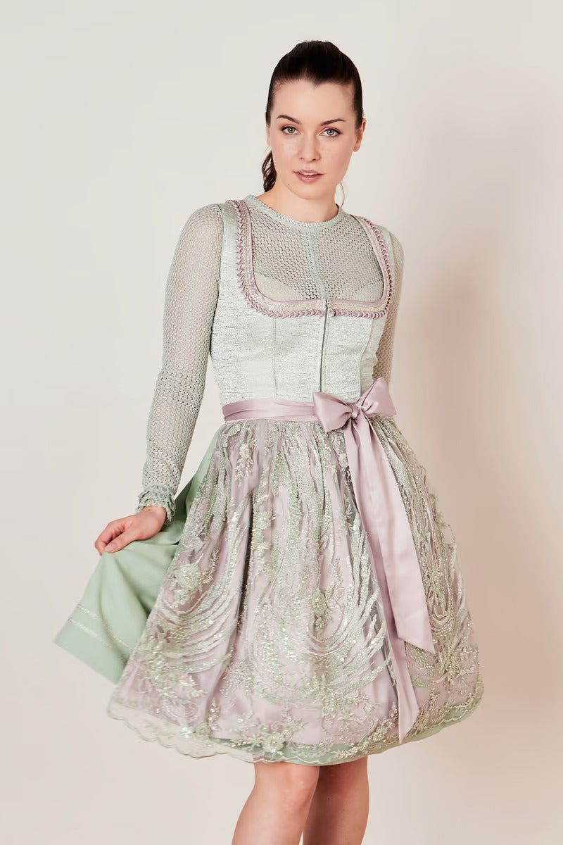 Krueger Midi Dirndl 2pcs. 60cm "CELESTINA" green