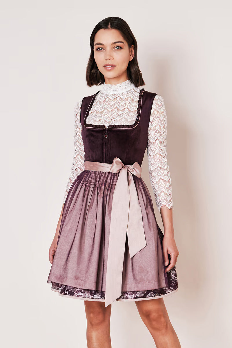 Kruger Mini Dirndl 2pcs. 50cm "Joelina" berry (40,42,44)