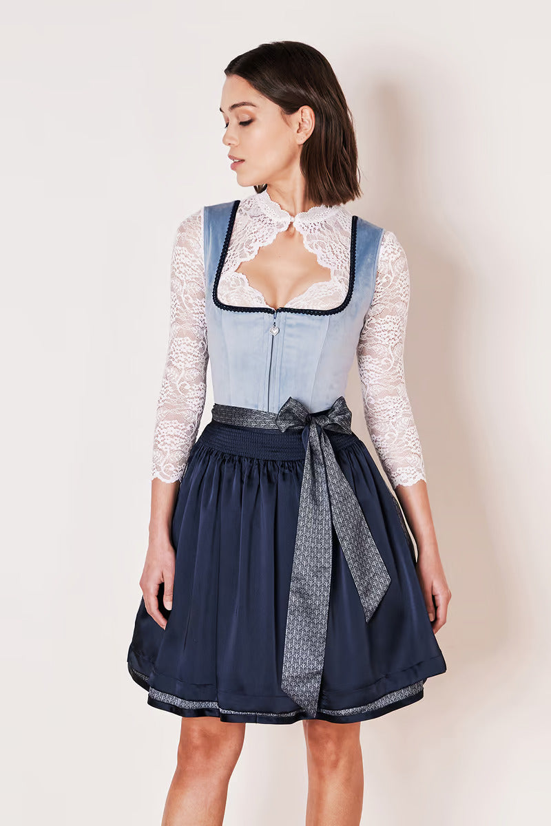 Kruger Mini Dirndl 2pcs. 50cm "Dena" blue (34,36,40,44)