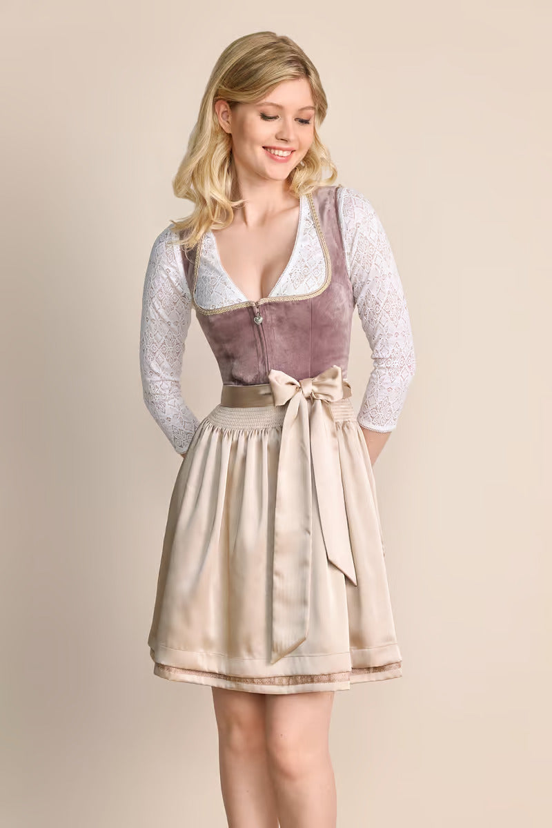 Kruger Midi Dirndl 2pcs. 60cm "Dena" pink (38,40,42,44)