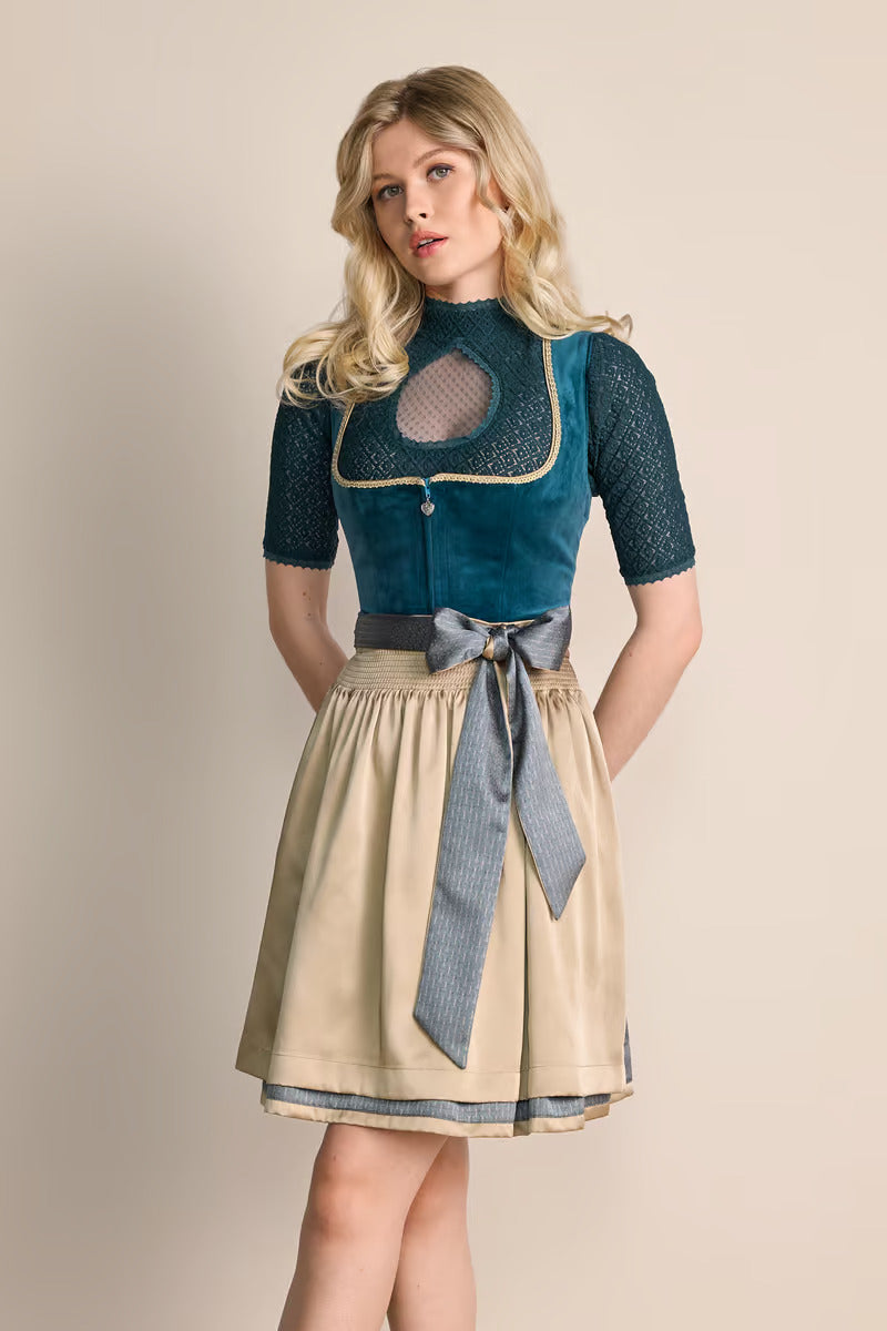 Kruger Mini Dirndl 2pcs. 50cm "Dena" turquoise (32,34)