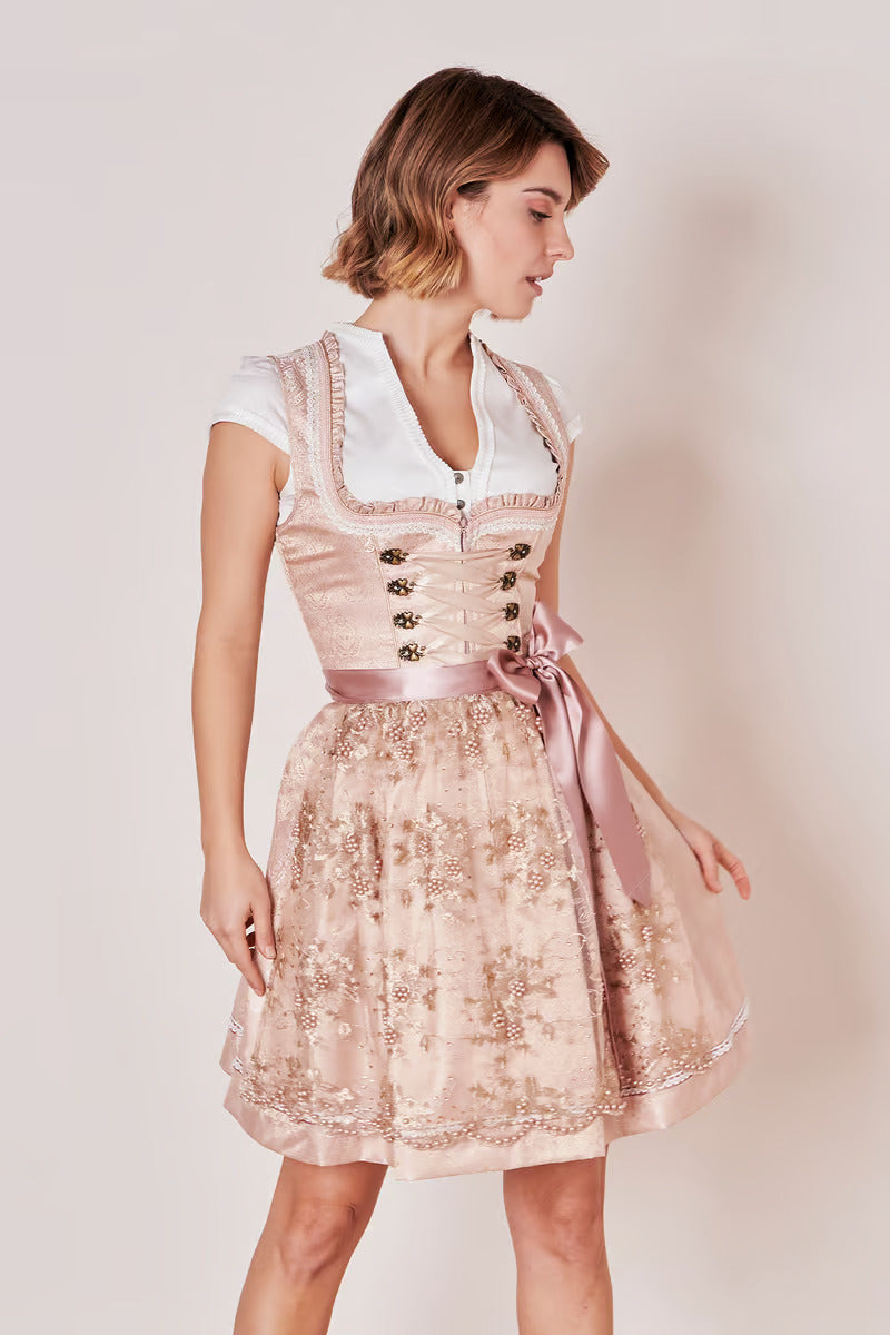 Kruger Mini Dirndl 2pcs. 50cm "Kailia" pink (38,42,44)