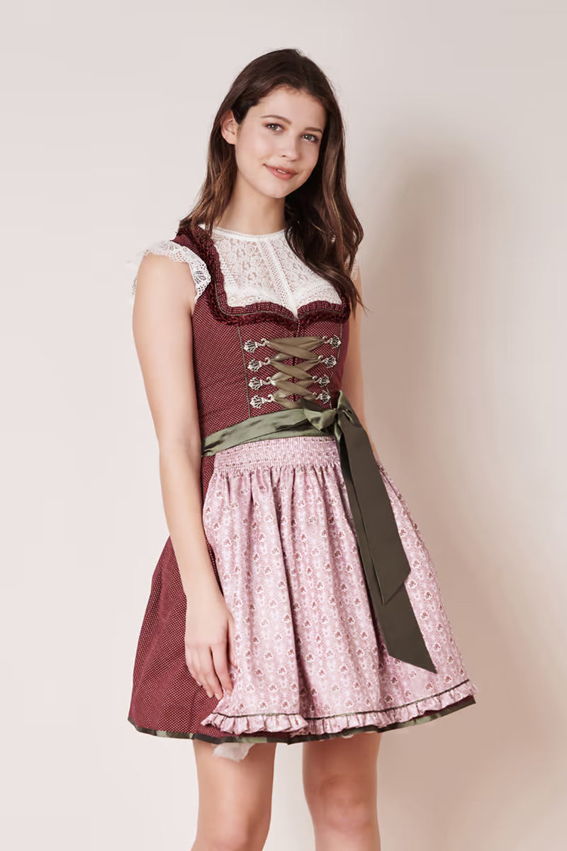 Oktoberfest Mini Dirndl 2pcs. 50cm "Doris" red (36,38,40)