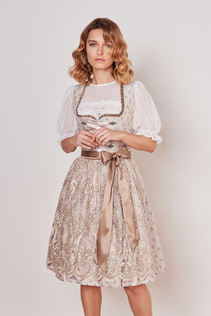 Midi Dirndl 2pcs. 60cm "Kalinda" beige (42)