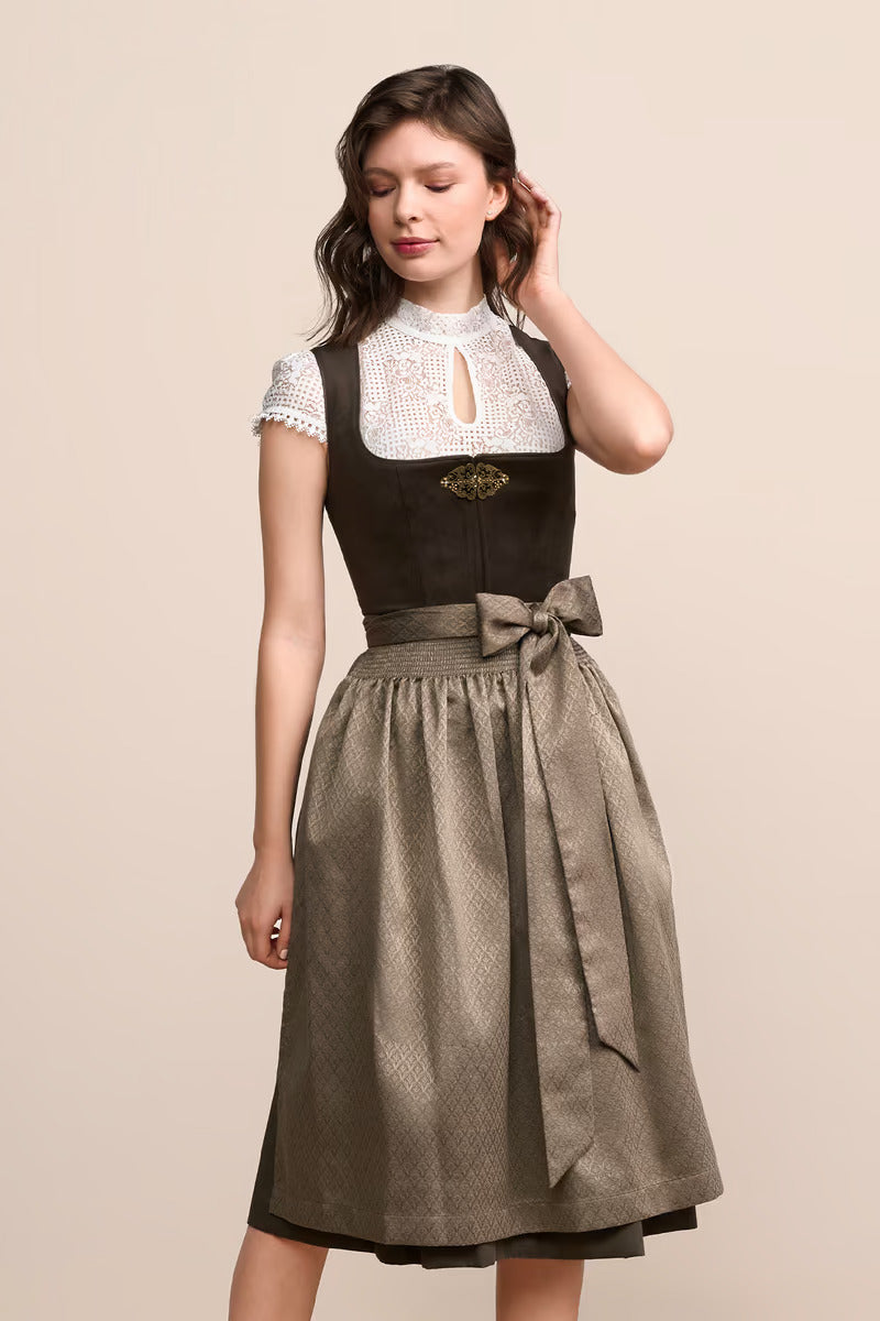 (new) Kruger Long Dirndl 2pcs. 70cm "Cari" brown