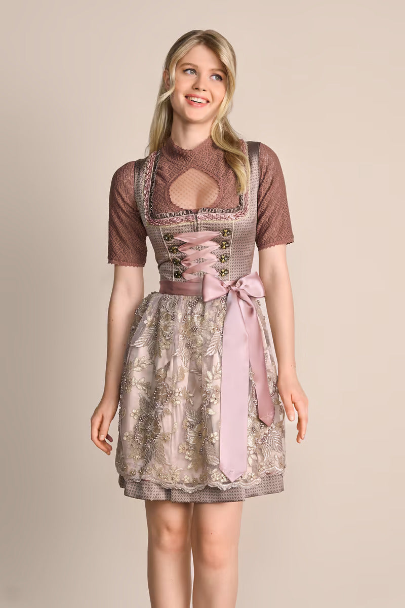 Kruger Midi Dirndl 2pcs. 50cm "Leya" brown