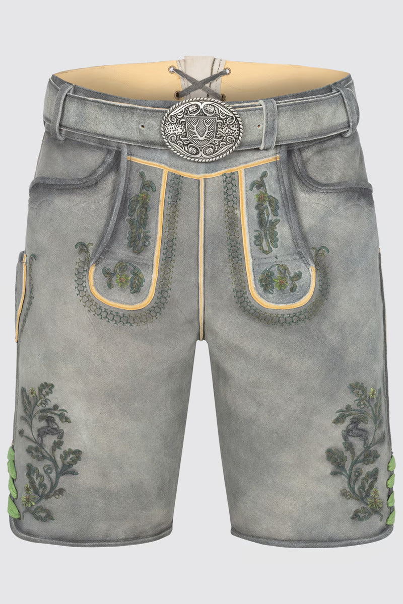 Kruger Men's Lederhosen "Charlie" with belt (gray w/green)