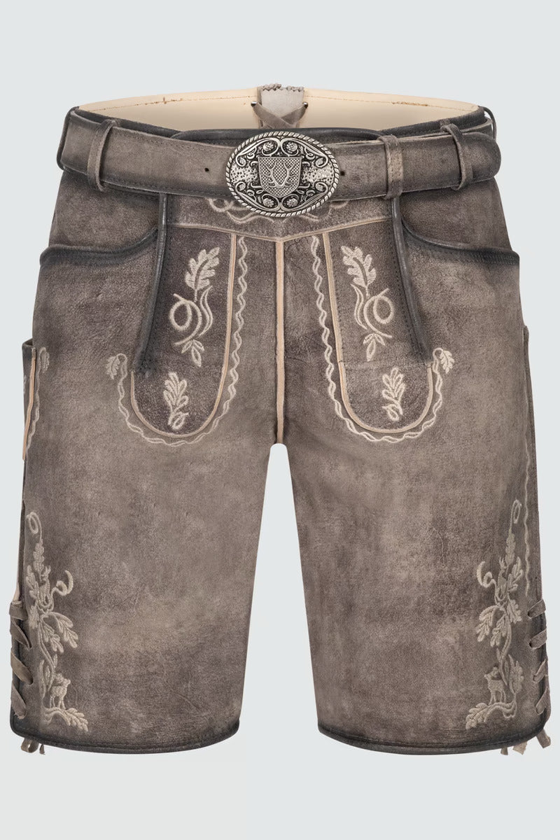 Kruger Men's Lederhosen "Ulli" with belt (grey)