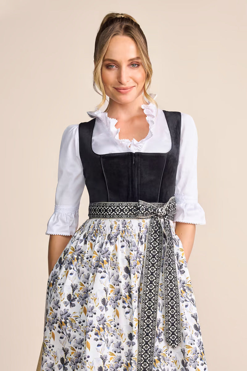 Kruger Midi Dirndl 2pcs. 60cm "Lona" black (36,42,46) low stock