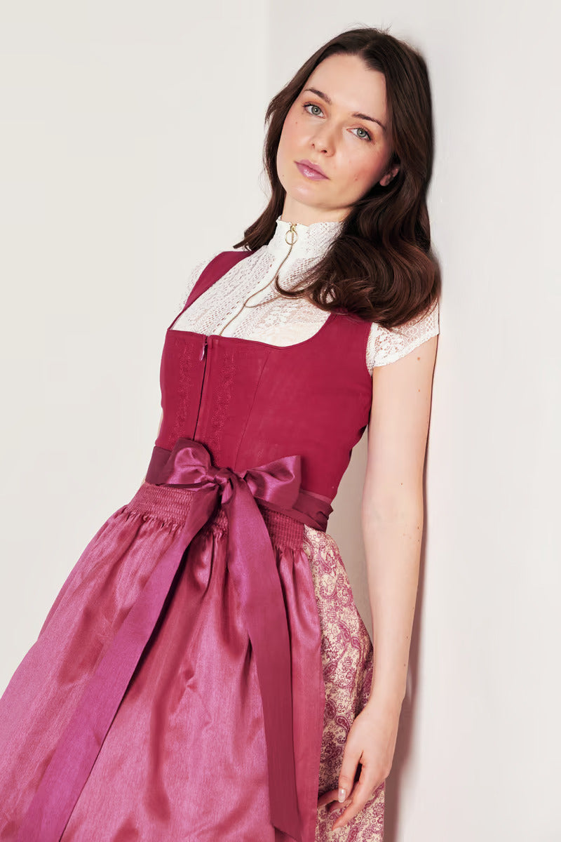 Kruger Long Dirndl 2pcs. 70cm "Flaminia" berry (36-44)