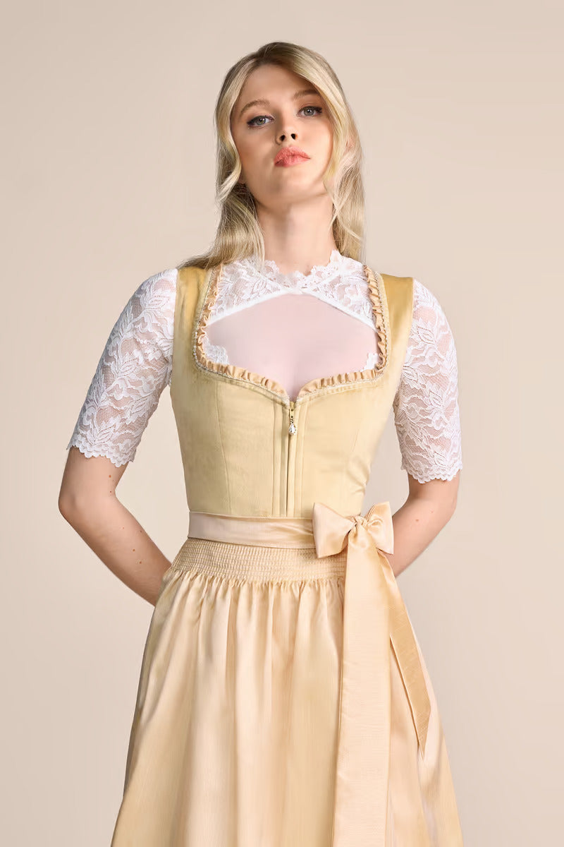 Kruger Midi Dirndl 2pcs. 60cm "Annina" yellow (40)