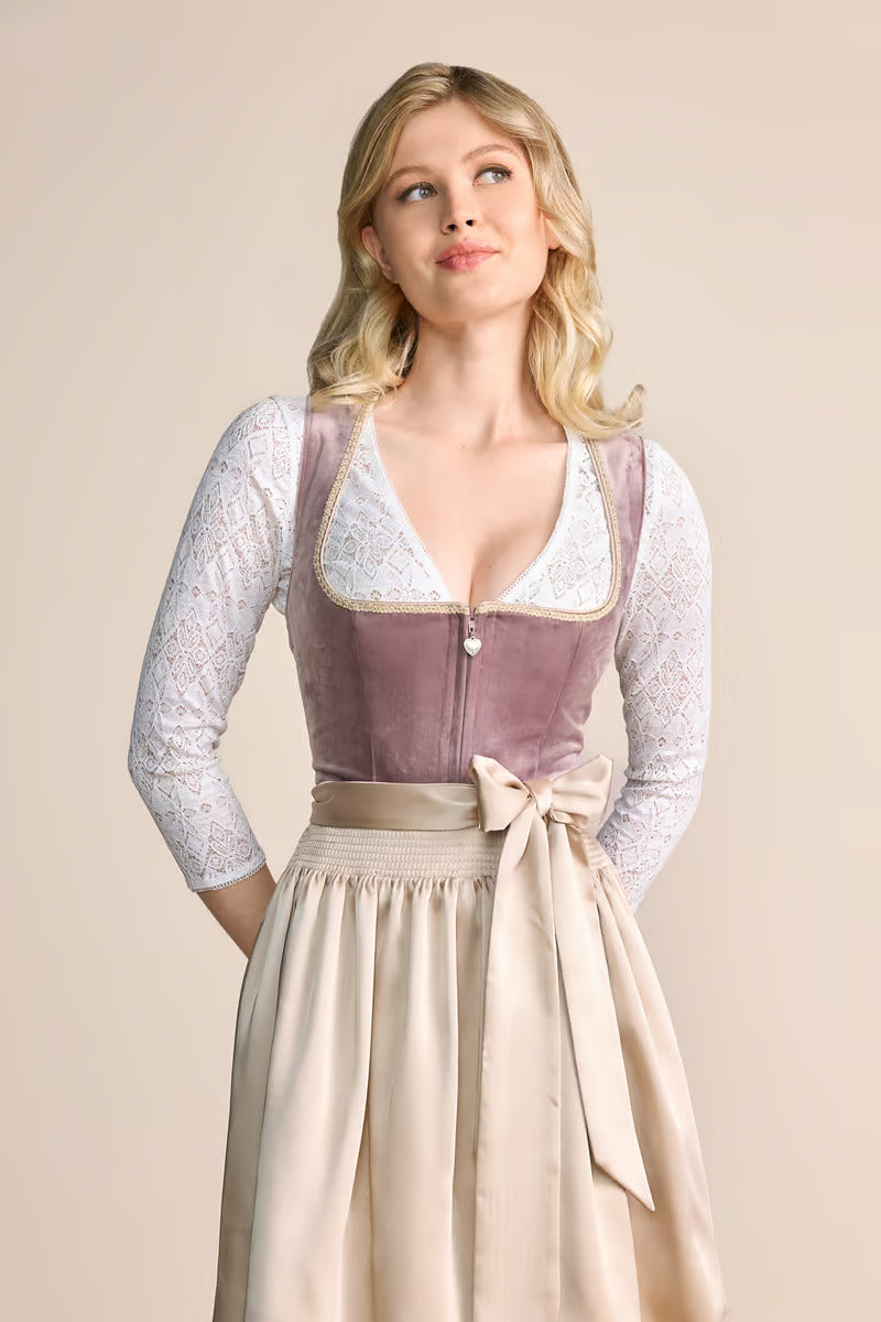 Kruger Midi Dirndl 2pcs. 60cm "Dena" pink (38,40,42,44)