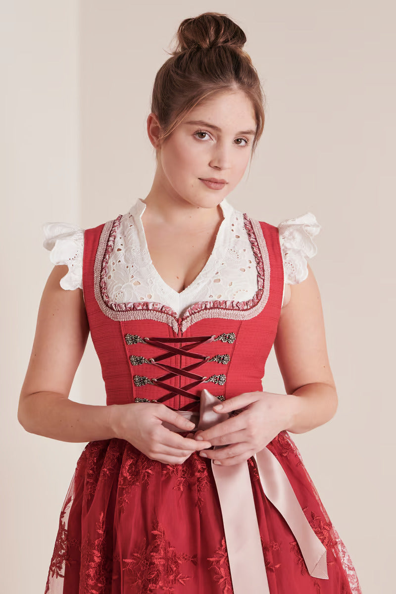 Kruger Midi Dirndl 2pcs. 60cm "Nakita" red