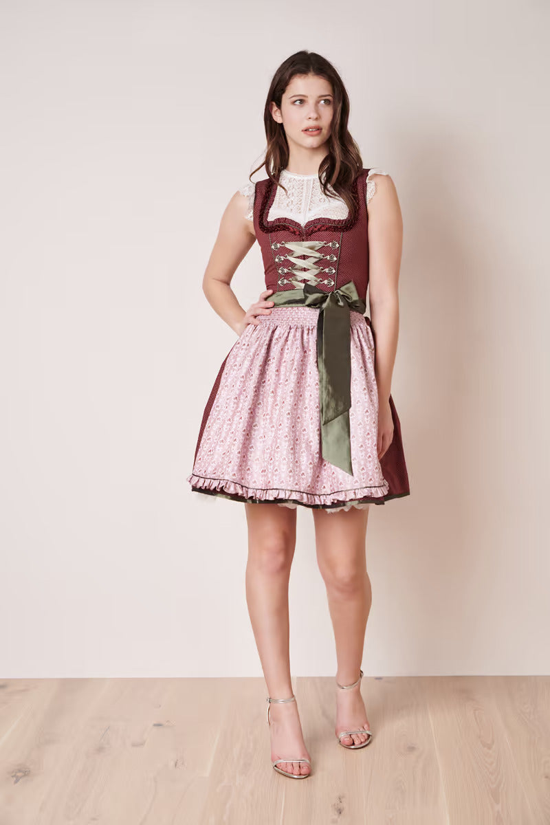 Oktoberfest Mini Dirndl 2pcs. 50cm "Doris" red (36,38,40)