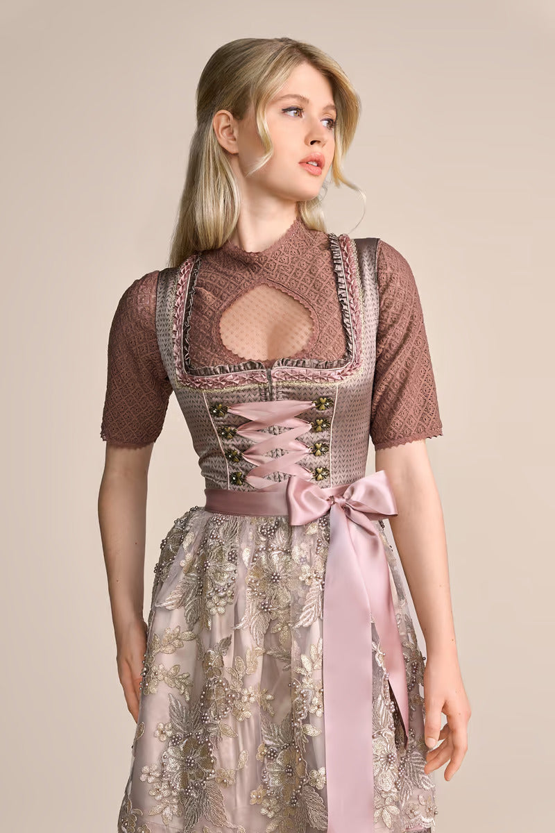 Kruger Midi Dirndl 2pcs. 50cm "Leya" brown