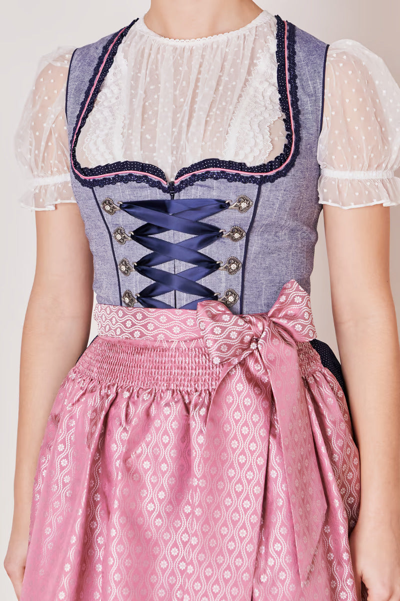 Kruger Mini Dirndl 2pcs. 50cm "Skylar" blue