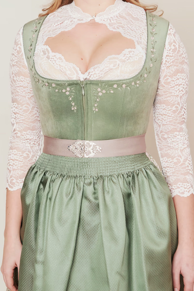 Kruger Midi Dirndl 2pcs. 60cm "Neelia" green