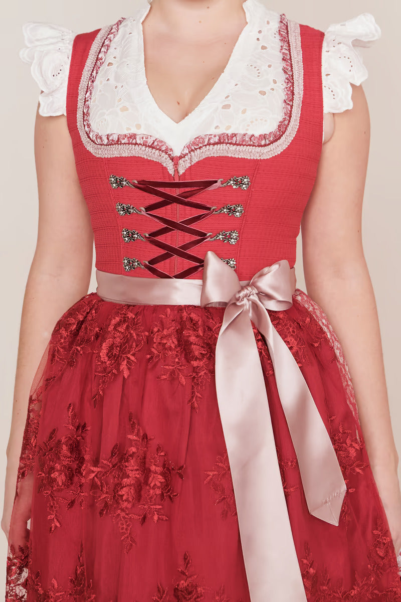 Kruger Midi Dirndl 2pcs. 60cm "Nakita" red