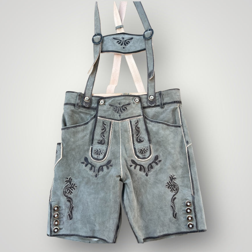 Men's Lederhosen "TradKraft" H-Straps gray (sizes 46-60)