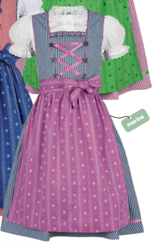 Isar Girls Dirndl "Liana" blue with purple apron 3pcs. (116,152)