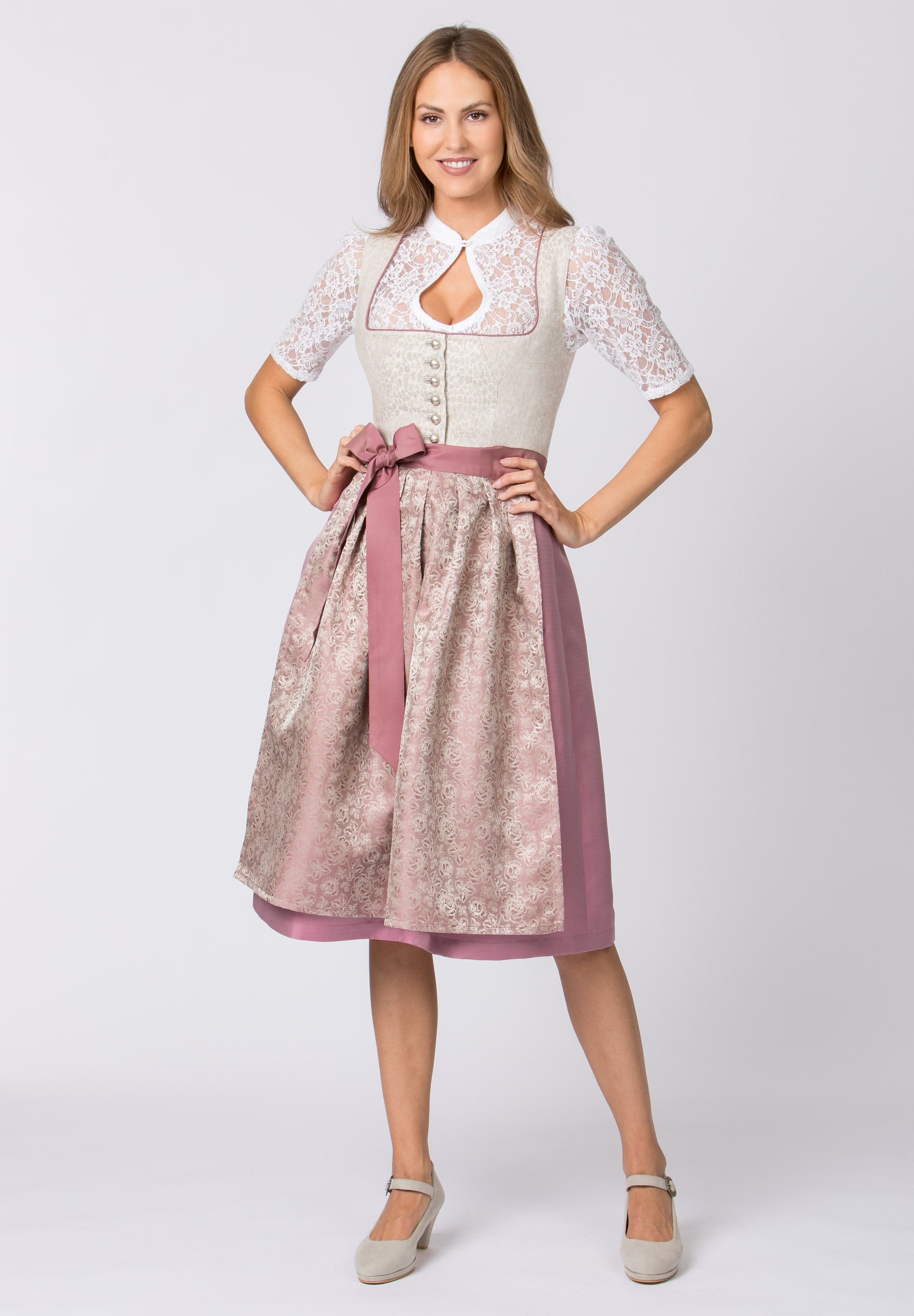 Stockerpoint Long Dirndl 2pcs. 70cm "Lotti" Pink