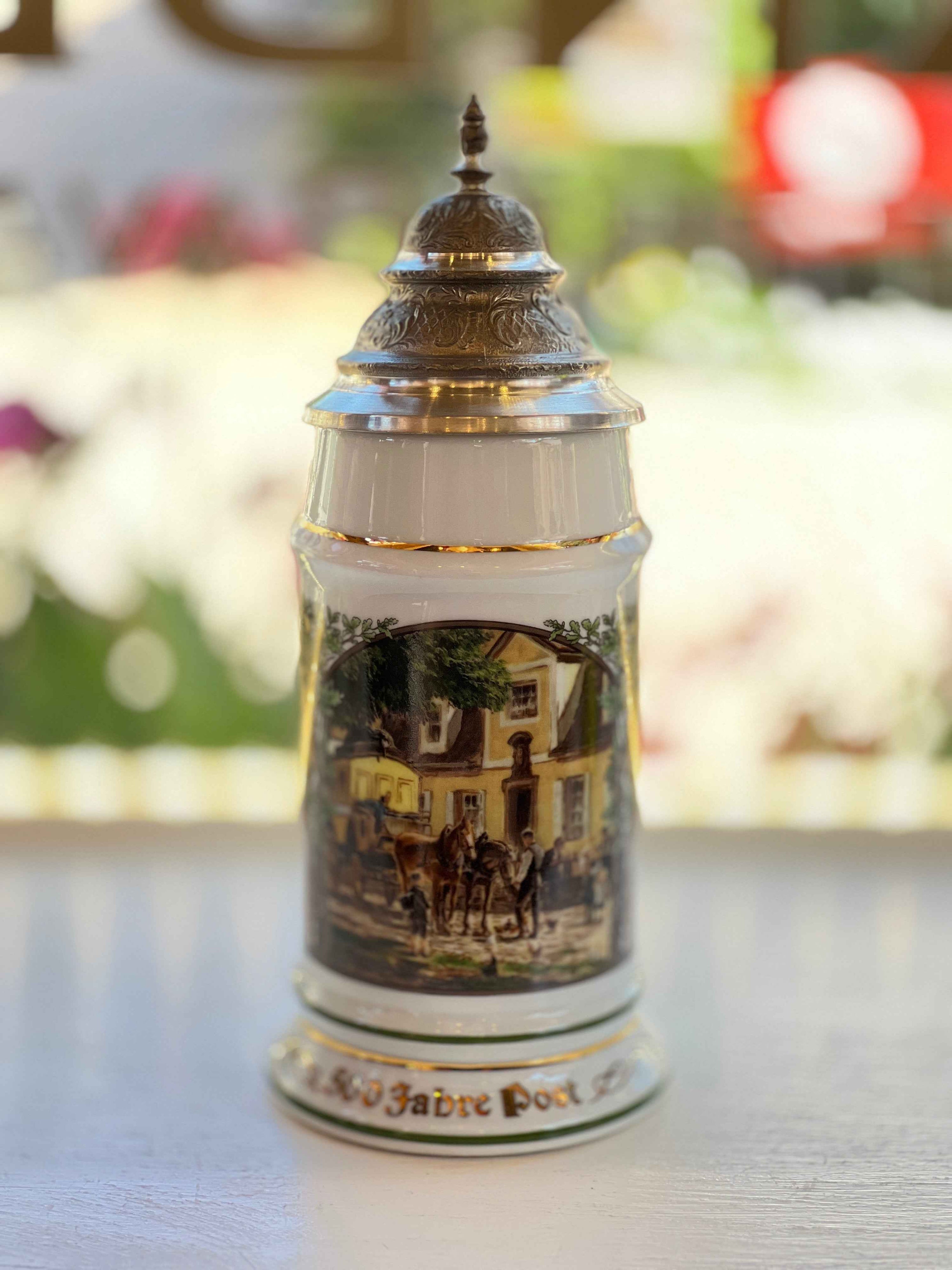 Beer Stein 500 Jahre Post 9 1/2” tall