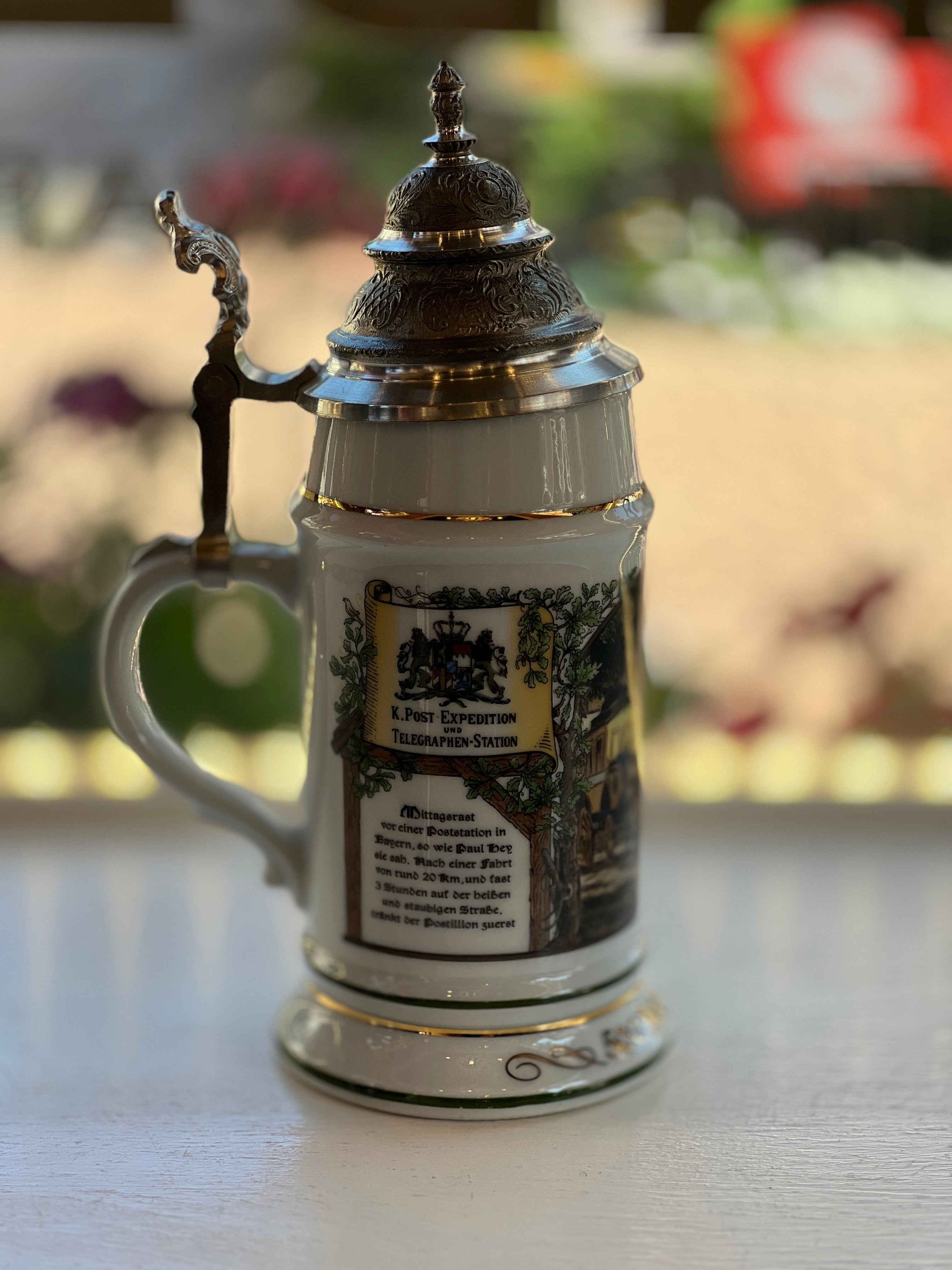 Beer Stein 500 Jahre Post 9 1/2” tall