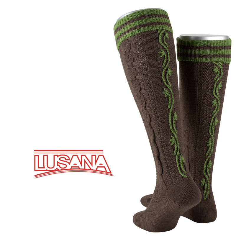 Traditional Costume - Men's Knee-high stockings (Brown/Green) Stripes