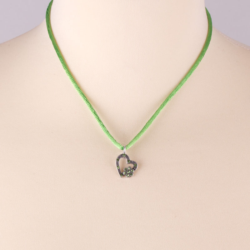 Girls Heart Necklace Ribbon with a Heart