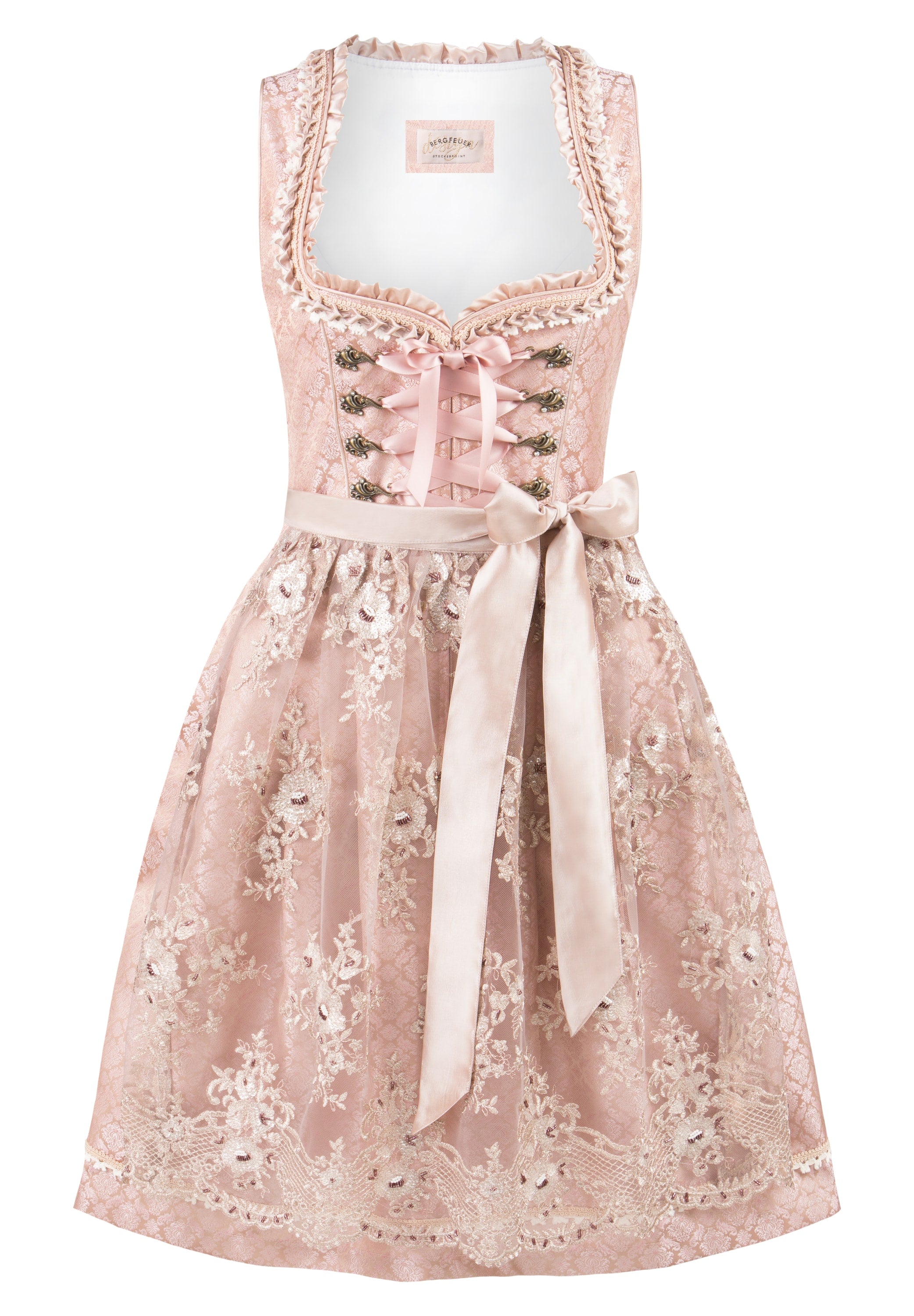 Midi Dirndl 2pcs. 60cm "Lilou" Old Pink (Size 30)