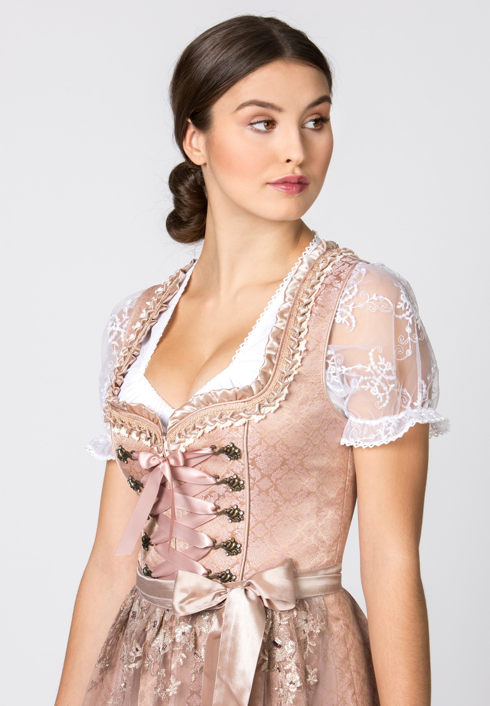 Midi Dirndl 2pcs. 60cm "Lilou" Old Pink (Size 30)