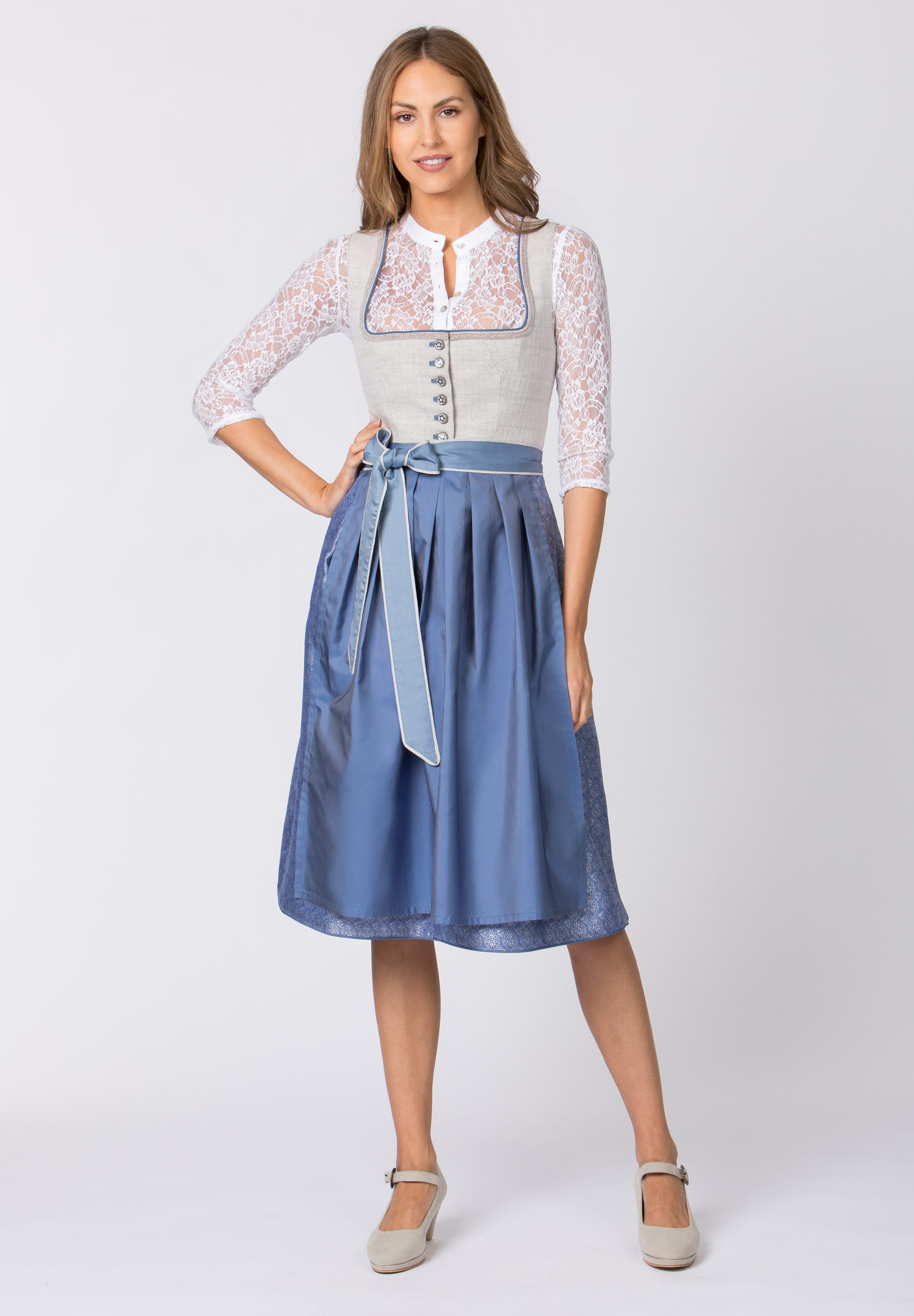 Stockerpoint Long Dirndl 2pcs. 70cm "Marla" Blue