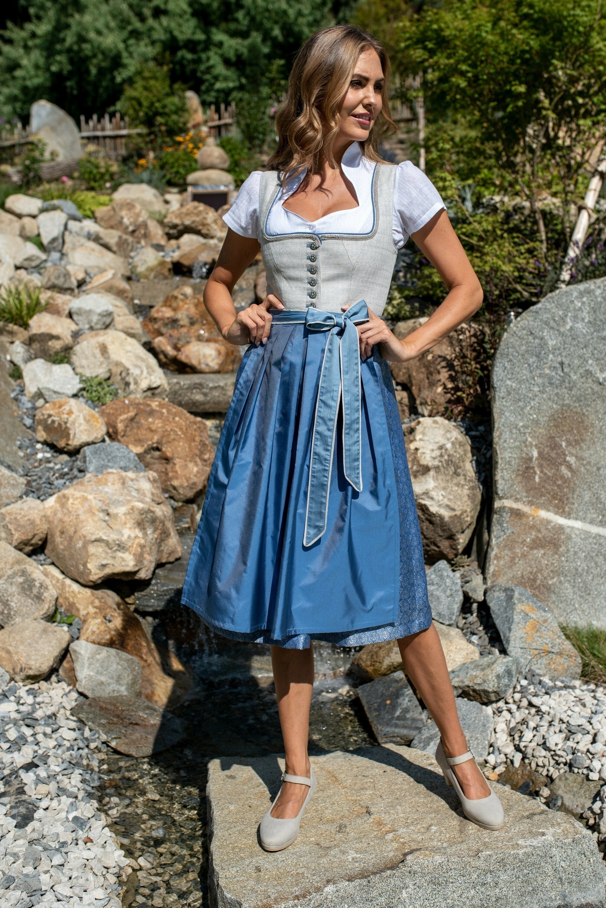 Stockerpoint Long Dirndl 2pcs. 70cm "Marla" Blue