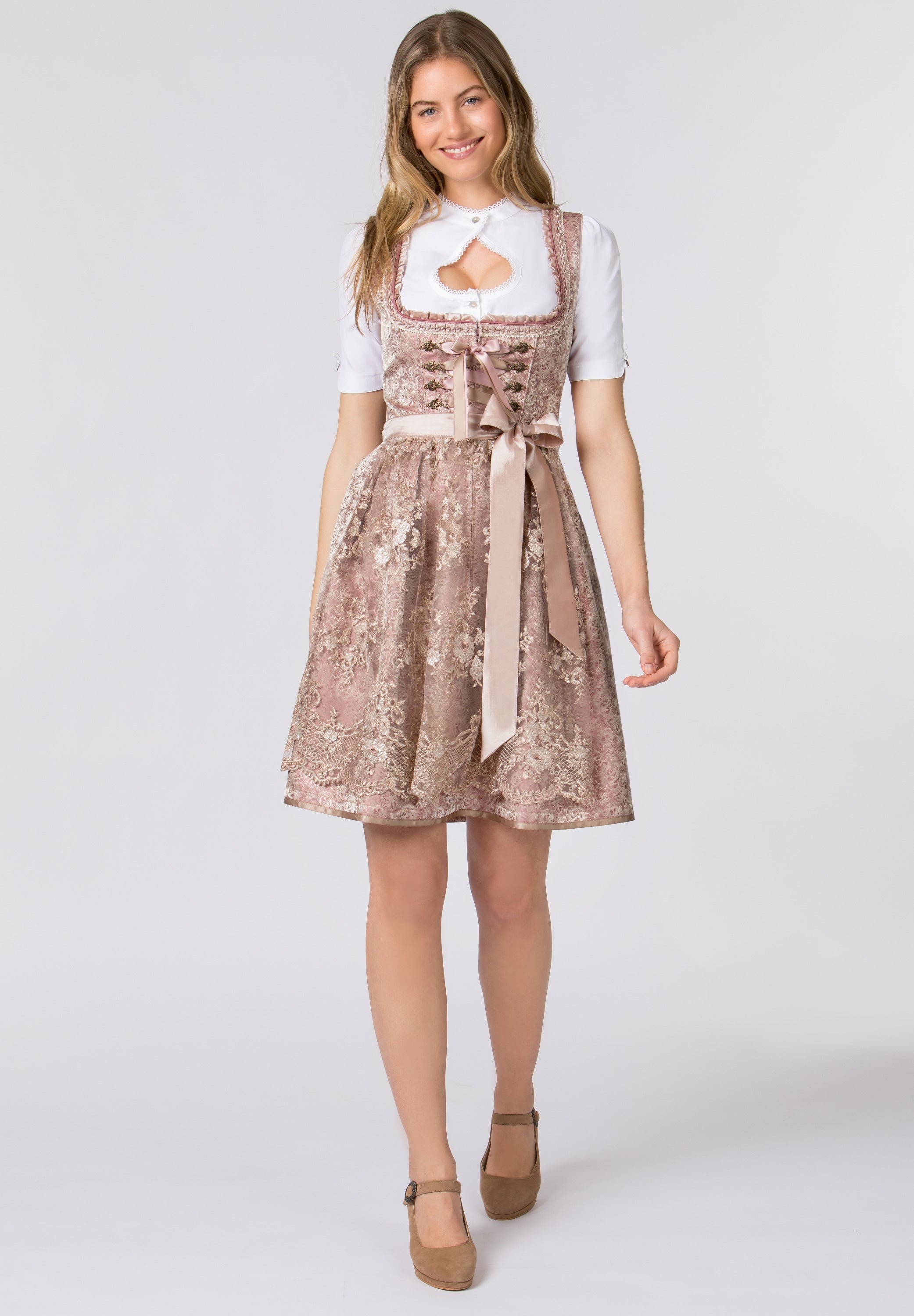 Stockerpoint Mini Dirndl 2pcs. 55cm "Noelia" Dusky Pink