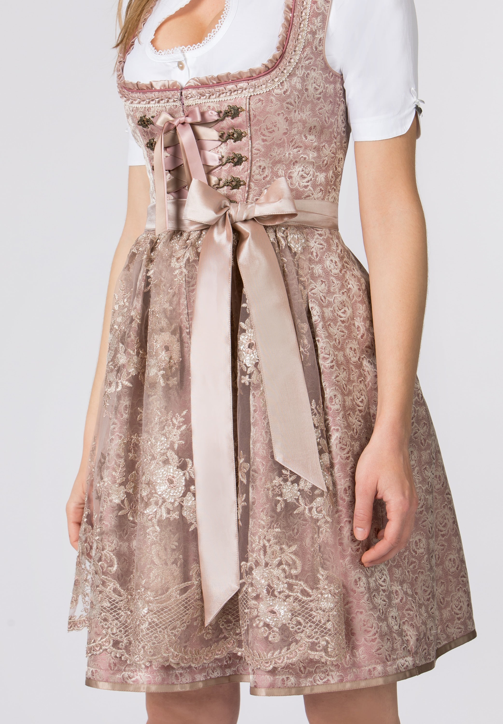 Stockerpoint Mini Dirndl 2pcs. 55cm "Noelia" Dusky Pink