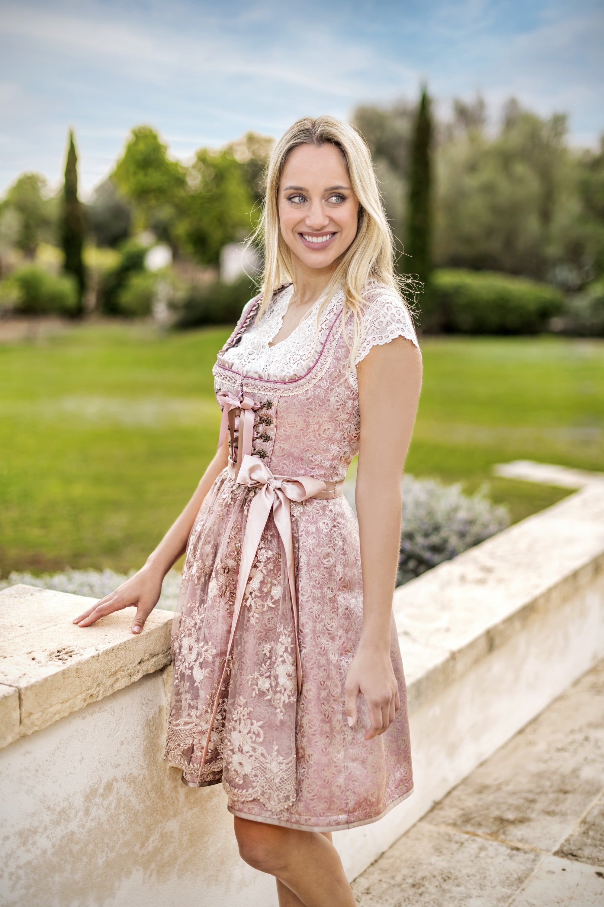 Stockerpoint Mini Dirndl 2pcs. 55cm "Noelia" Dusky Pink